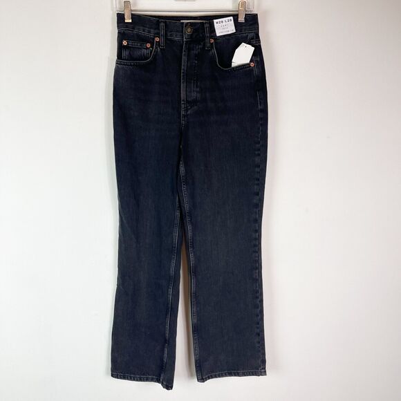 Topshop NWT Women's Black High Rise Straight Kort Jeans Size 6 - Picture 3 of 7